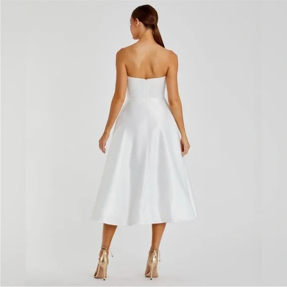 NWT Mac Duggal 21075 Strapless White Blue Floral A-Line Dress Size 14 - Picture 8 of 8